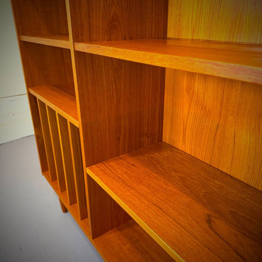 Danish modern teak two tier shelving unit — photograph 6 of 6
