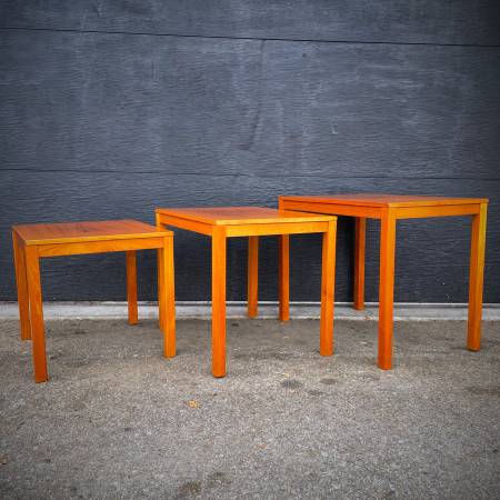 Set of 3 danish modern teak nesting tables