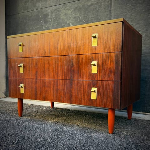 Danish mid century modern compact rosewood 3 drawer dresser