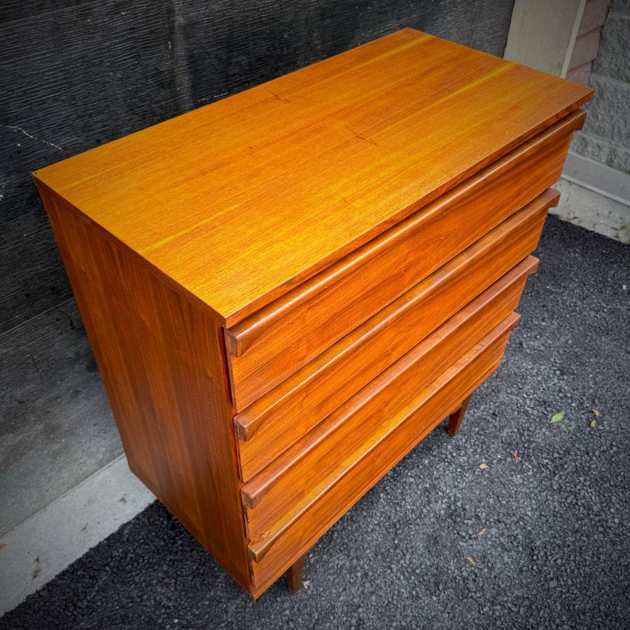 1960s mid century modern walnut tall boy dresser — photograph 6 of 6