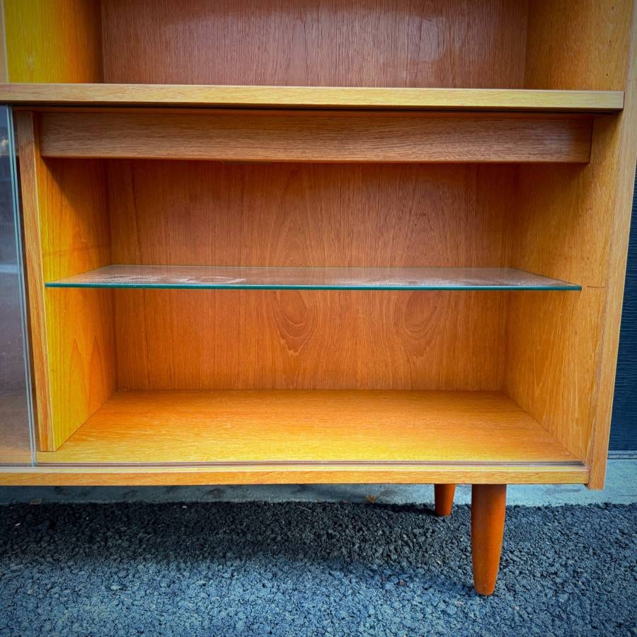 Mid century modern teak and glass credenza with lights — photograph 6 of 6