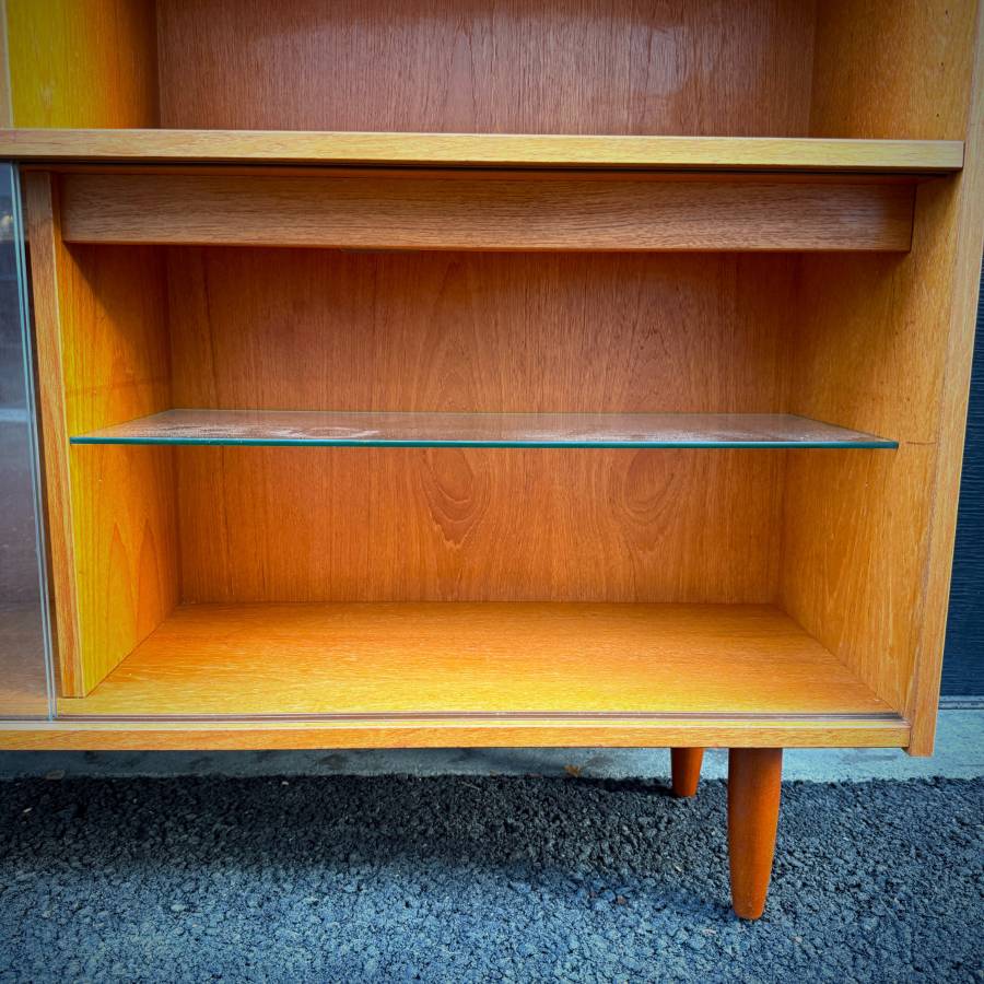 Mid century modern teak and glass credenza with lights — photograph 6 of 6