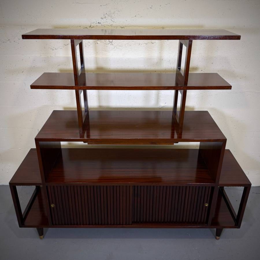 Super rare mid century modern mahogany room divider by Honderich — photograph 3 of 8