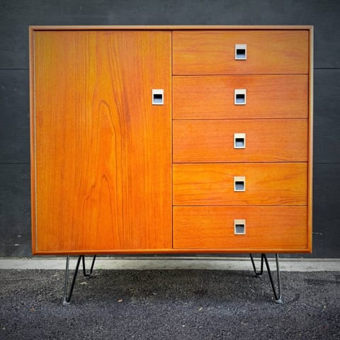 Mid century modern teak atomic wardrobe dresser