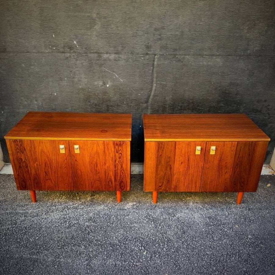 Pair of danish mid century modern rosewood compact credenzas — photograph 4 of 7