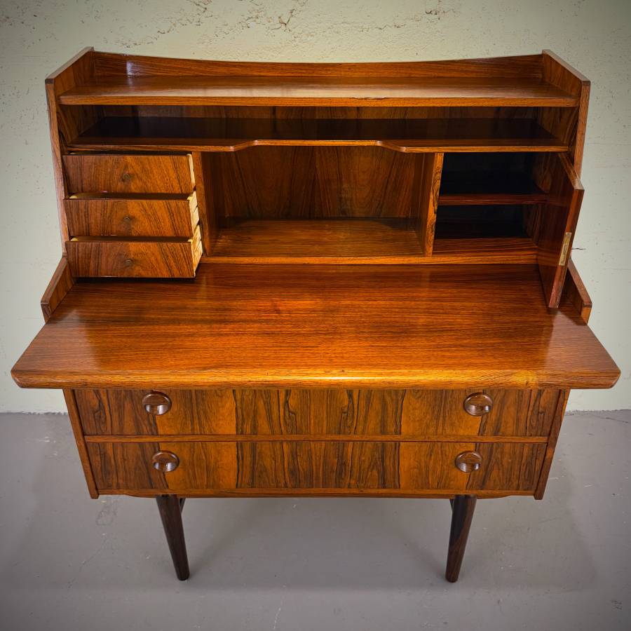 Stunning 1960s danish modern rosewood secretaire desk dresser — photograph 5 of 9