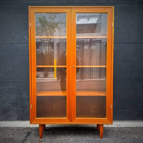 Beautiful danish modern teak and glass cabinet by Drylund