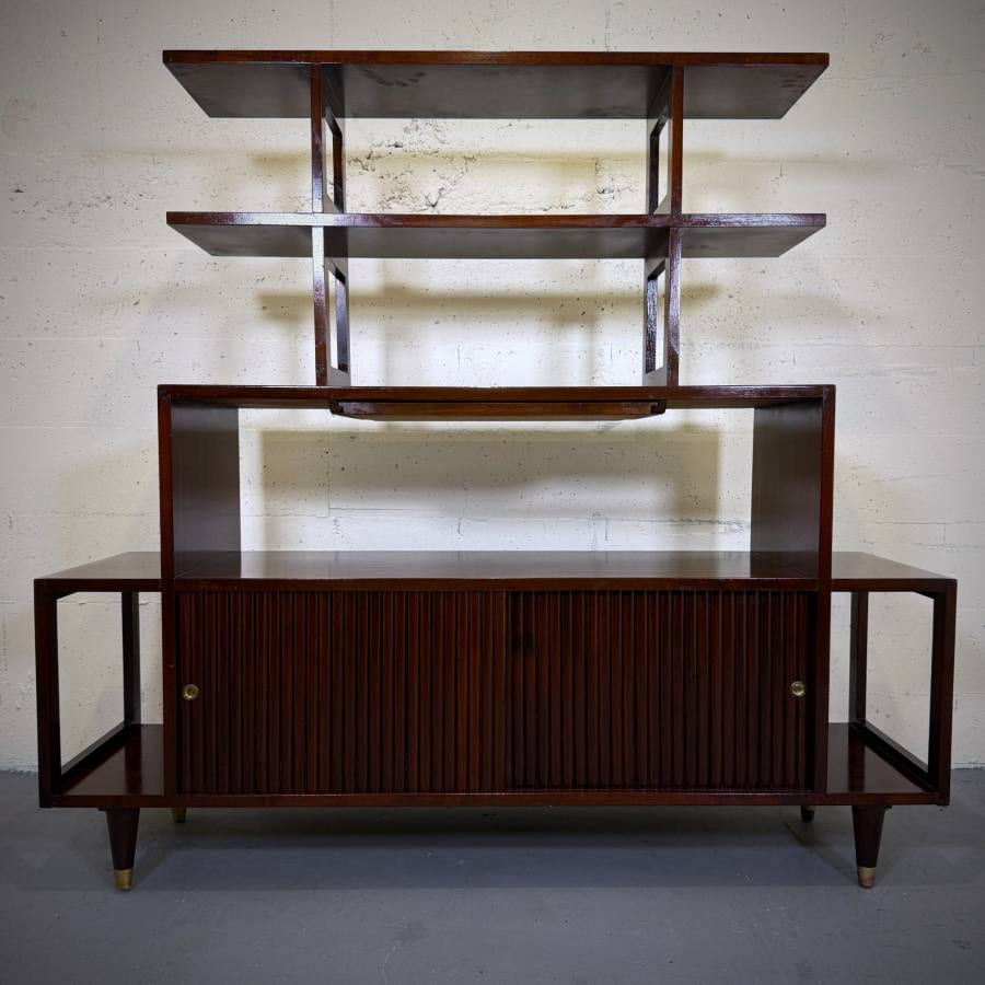 Super rare mid century modern mahogany room divider by Honderich — photograph 2 of 8