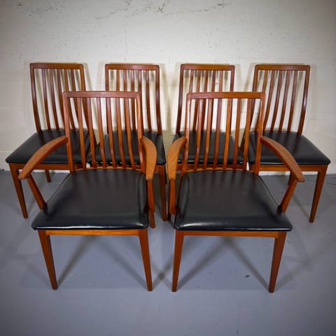 Set of 6 mid century modern teak dining chairs