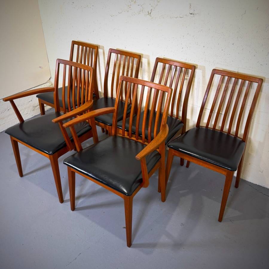 Set of 6 mid century modern teak dining chairs — photograph 10 of 10