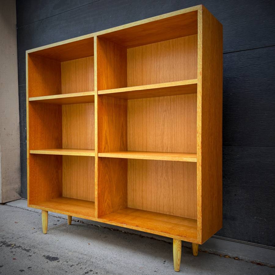 Danish modern oak vintage shelving unit by SKM Mobler — photograph 2 of 6
