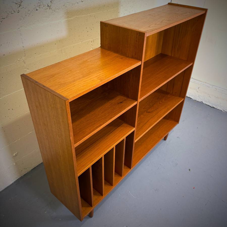 Danish modern teak two tier shelving unit — photograph 5 of 6