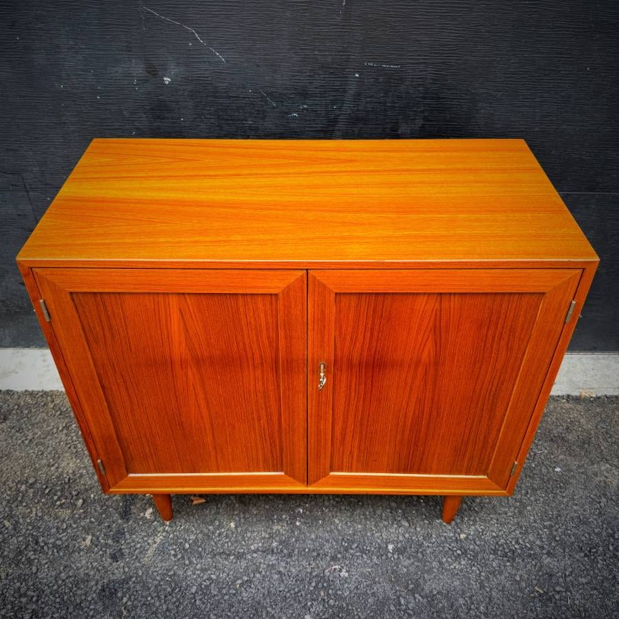Mid century danish modern teak credenza with lock by Drylund — photograph 4 of 6