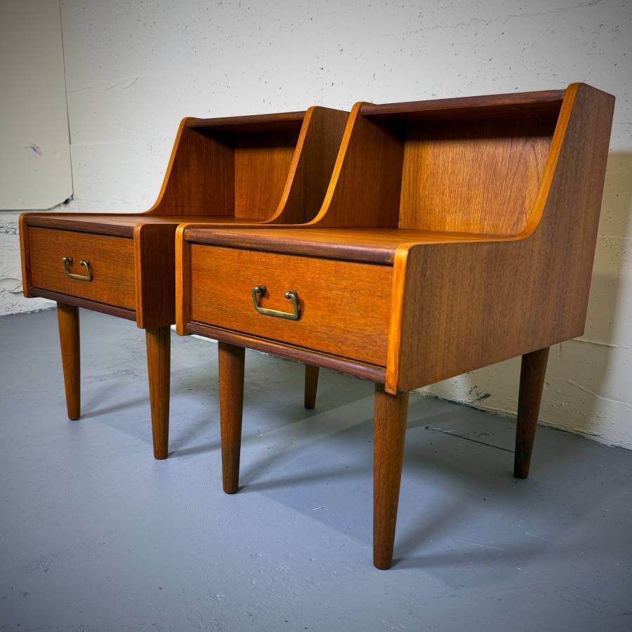Gorgeous pair of mid century modern teak side tables — photograph 2 of 6