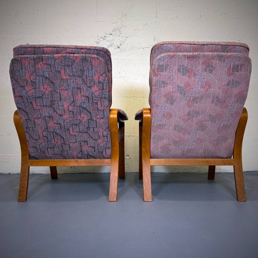 Pair of danish modern teak bentwood lounge chairs — photograph 7 of 9