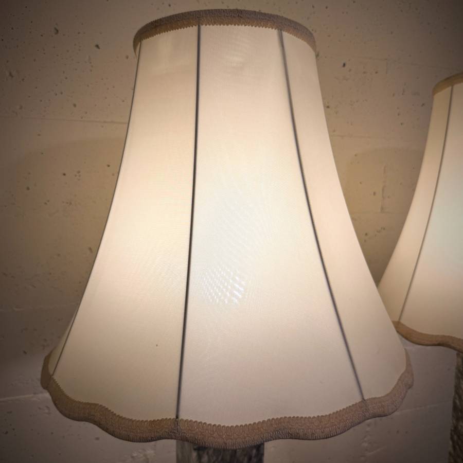 Rare pare of 1950s Italian marble table lamps with original shades — photograph 9 of 10