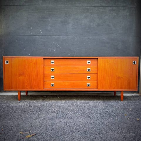 Beautiful danish modern teak extra long credenza