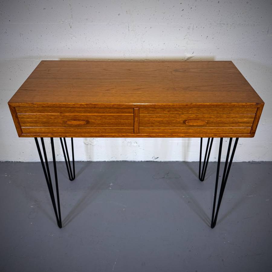 Compact atomic teak mid century modern desk — photograph 4 of 6