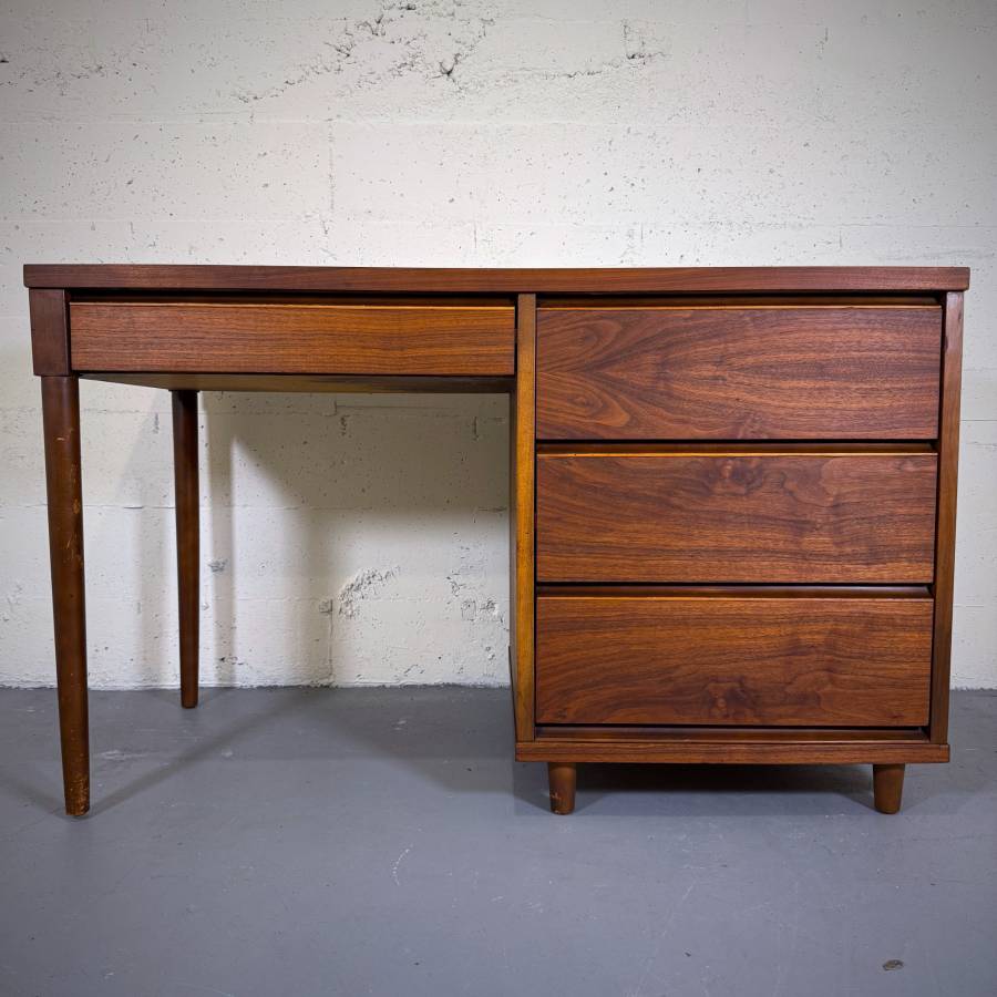 Mid century modern compact walnut desk — photograph 2 of 6