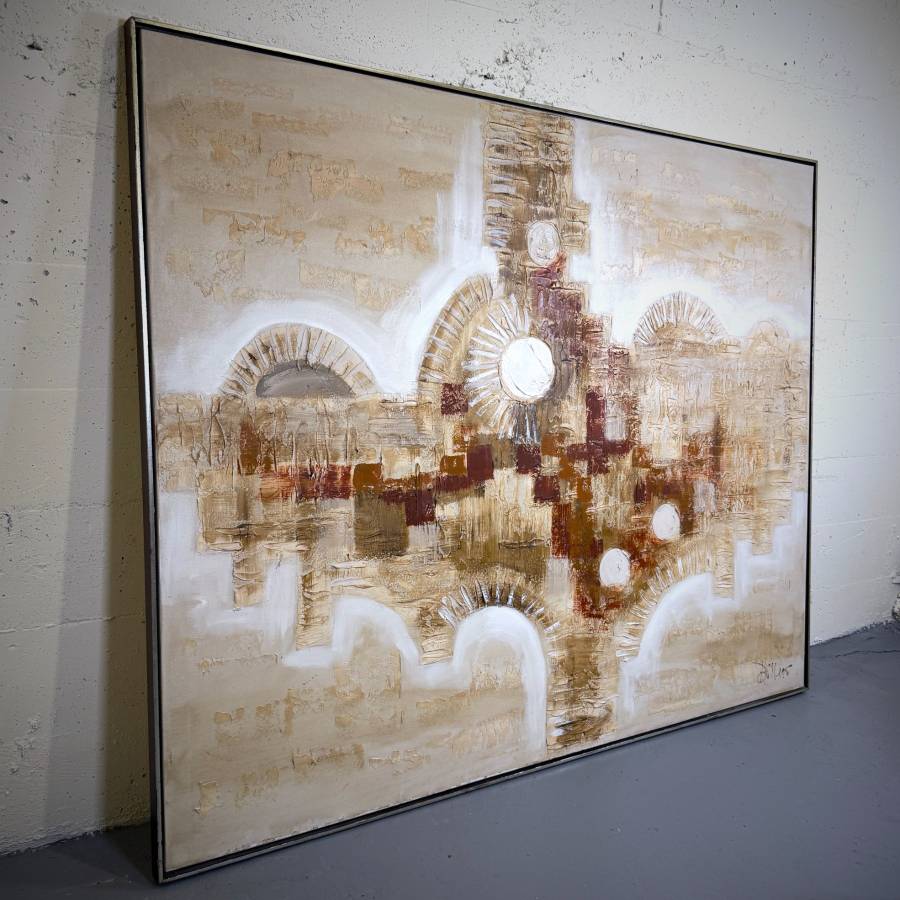Massive original 70s mcm abstract painting — photograph 3 of 5