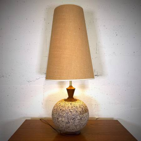 Beautiful Extra large mid century modern teak and cork lamp