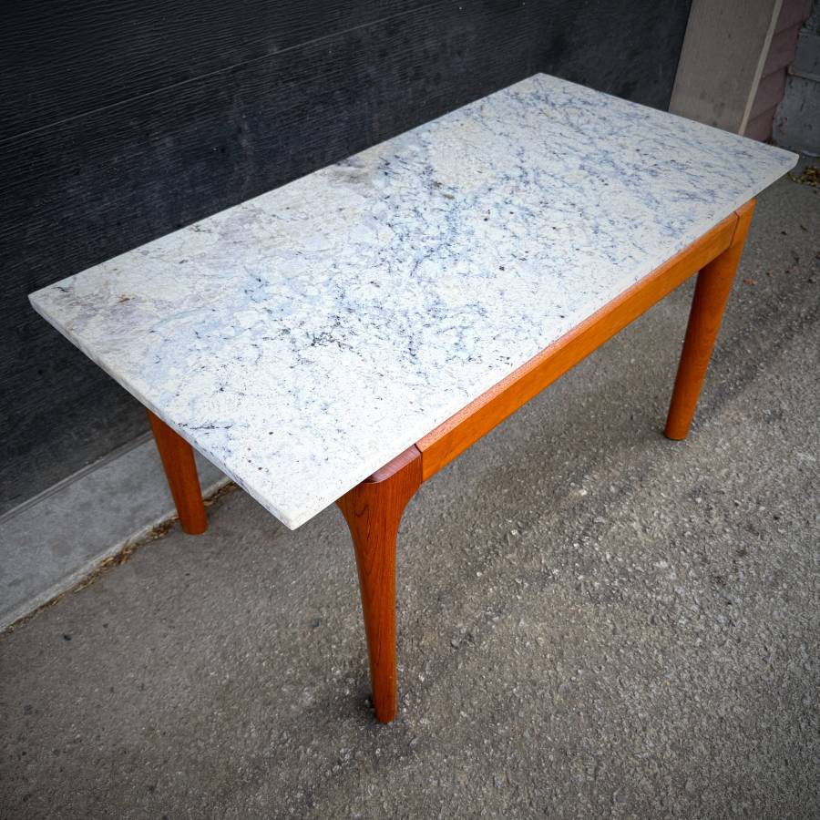 Mid century modern teak and marble coffee table — photograph 5 of 6