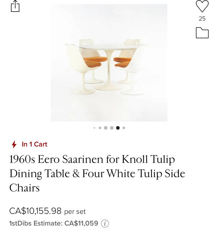 1960s Mcm Eero Saarinen style dining chairs — photograph 13 of 13