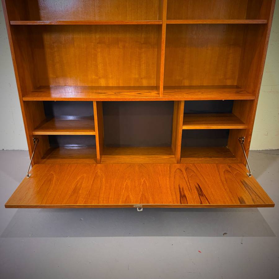 Danish modern teak shelving unit with drop down bar — photograph 6 of 6