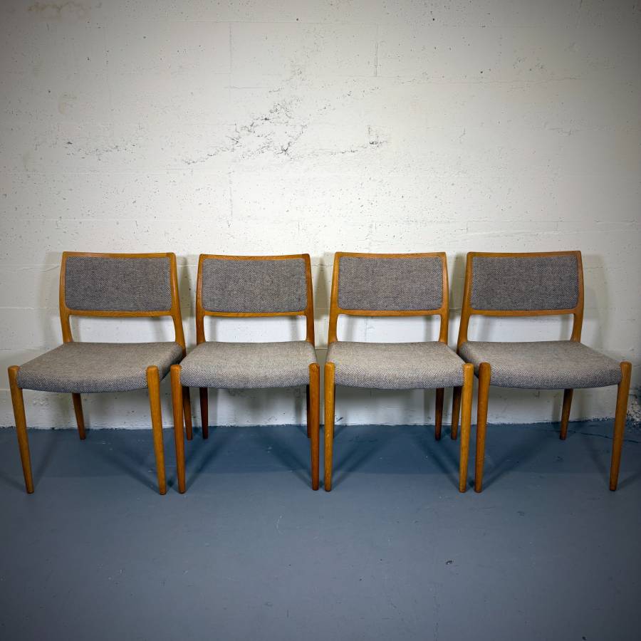 Rare set of 8 J.L. Moller danish modern dining chairs — photograph 9 of 11