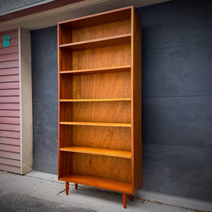 Rare solid mahogany mid century modern shelving unit — photograph 3 of 6