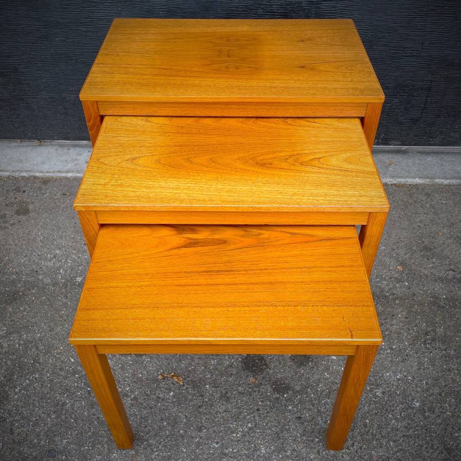 Set of 3 danish modern teak nesting tables — photograph 4 of 5