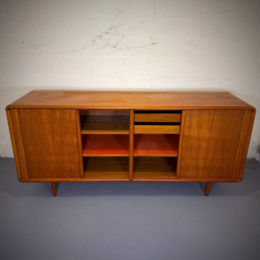 Stunning danish modern teak tambour door credenza — photograph 6 of 9