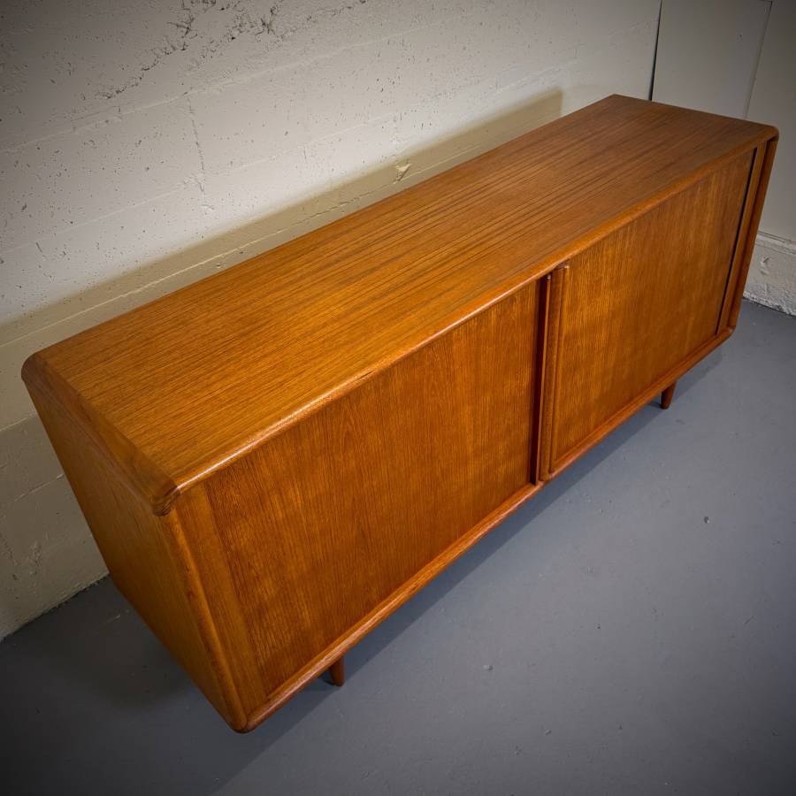 Stunning danish modern teak tambour door credenza — photograph 5 of 9