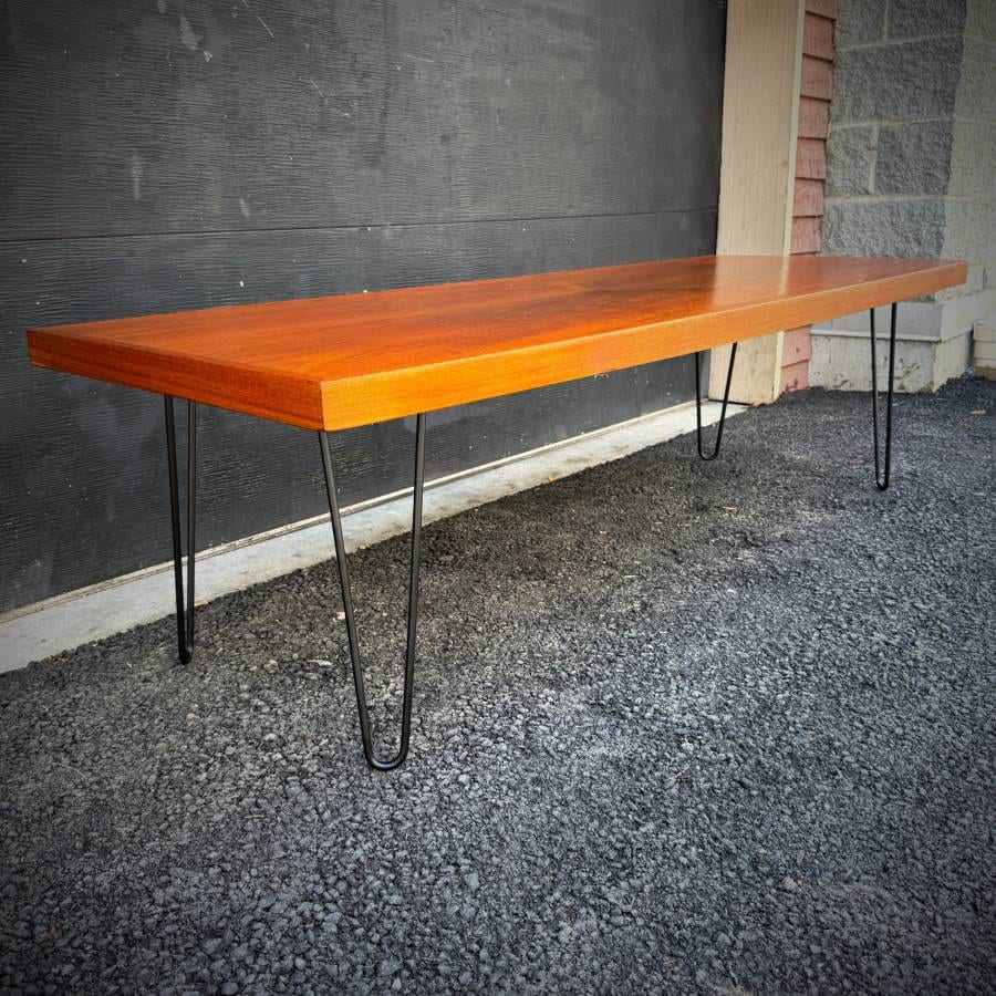 Mid century modern atomic teak surfboard coffee table — photograph 3 of 5
