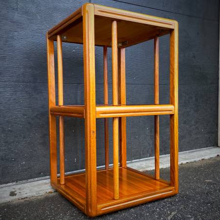 Danish modern vintage teak rotating shelf