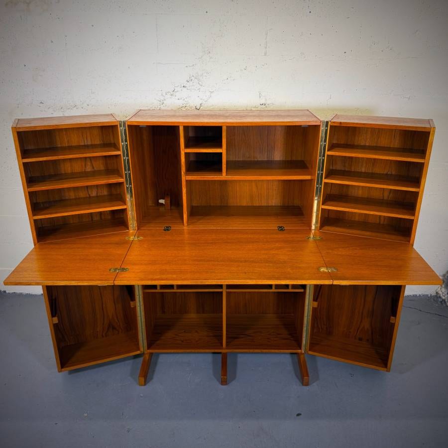 Rare 'Magic Box' fold out danish teak desk by Nils Erik Glasdam — photograph 2 of 13