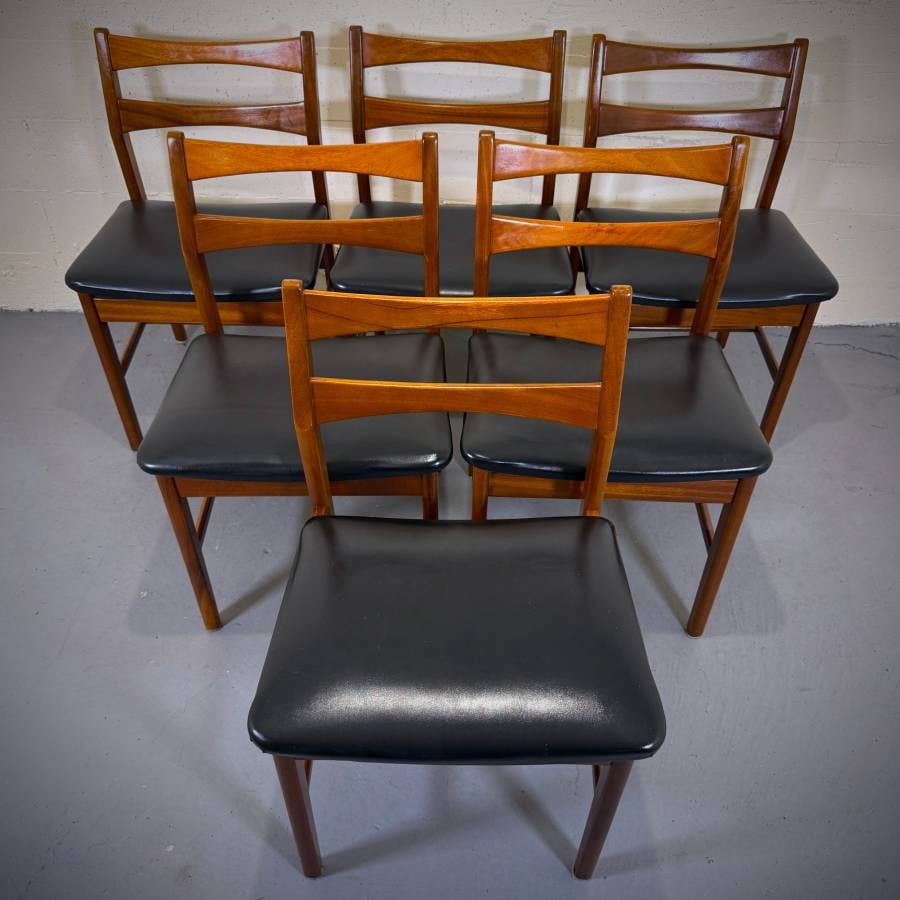 Set of 6 mid century modern teak dining chairs made in UK — photograph 2 of 7