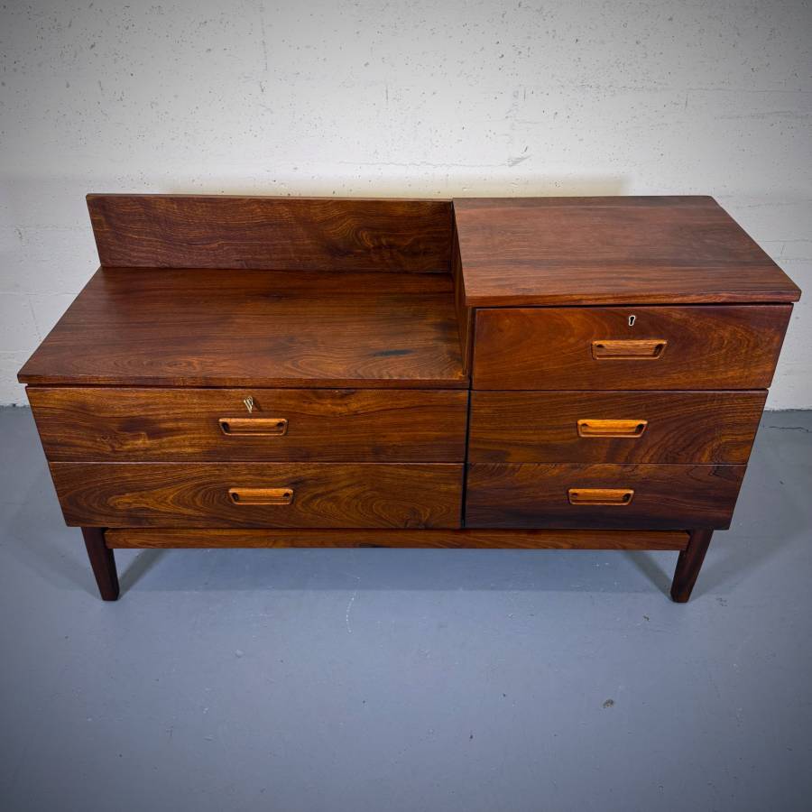 Beautiful solid afromesian teak two tier dresser — photograph 4 of 7