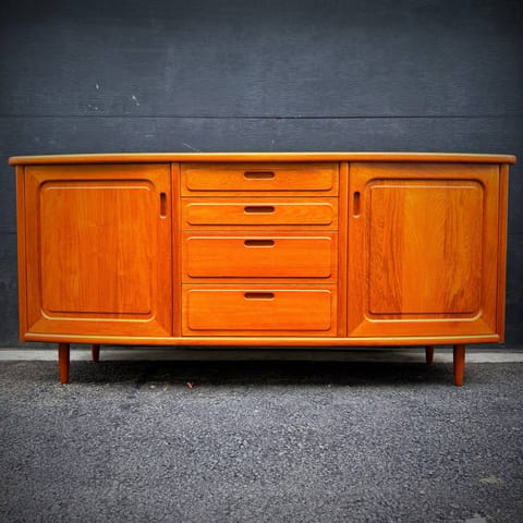 Stunning and rare solid teak danish modern vintage credenza