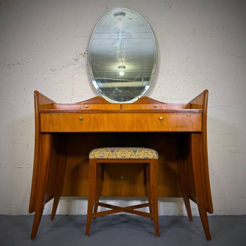 Beautiful mcm vintage teak vanity with mirror