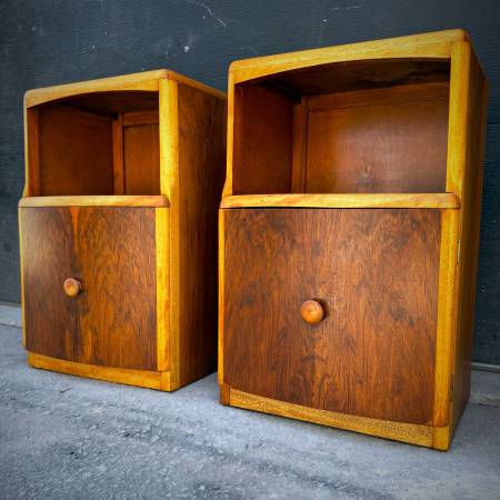 Pair of mid century modern art deco bedside tables