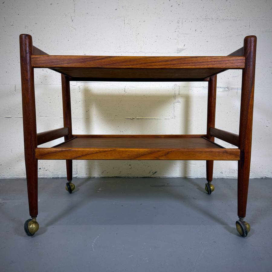Mid century danish modern teak bar cart — photograph 2 of 5