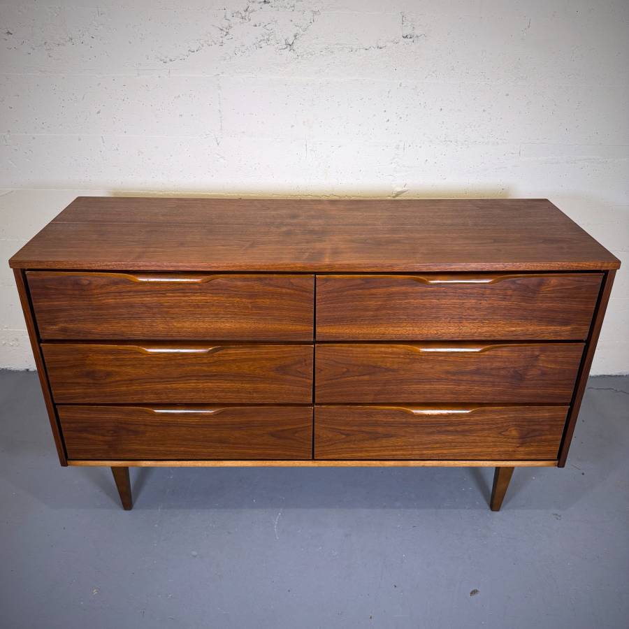 Vic art mid century modern walnut 6 drawer dresser — photograph 4 of 6
