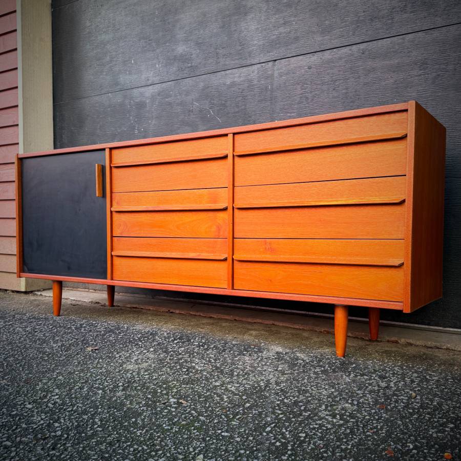 Mid century modern teak dresser credenza — photograph 2 of 6
