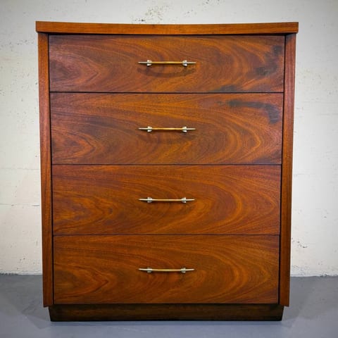 Mid century modern walnut tallboy dresser by Pepplers furniture