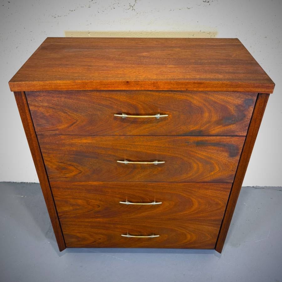 Mid century modern walnut tallboy dresser by Pepplers furniture — photograph 4 of 6