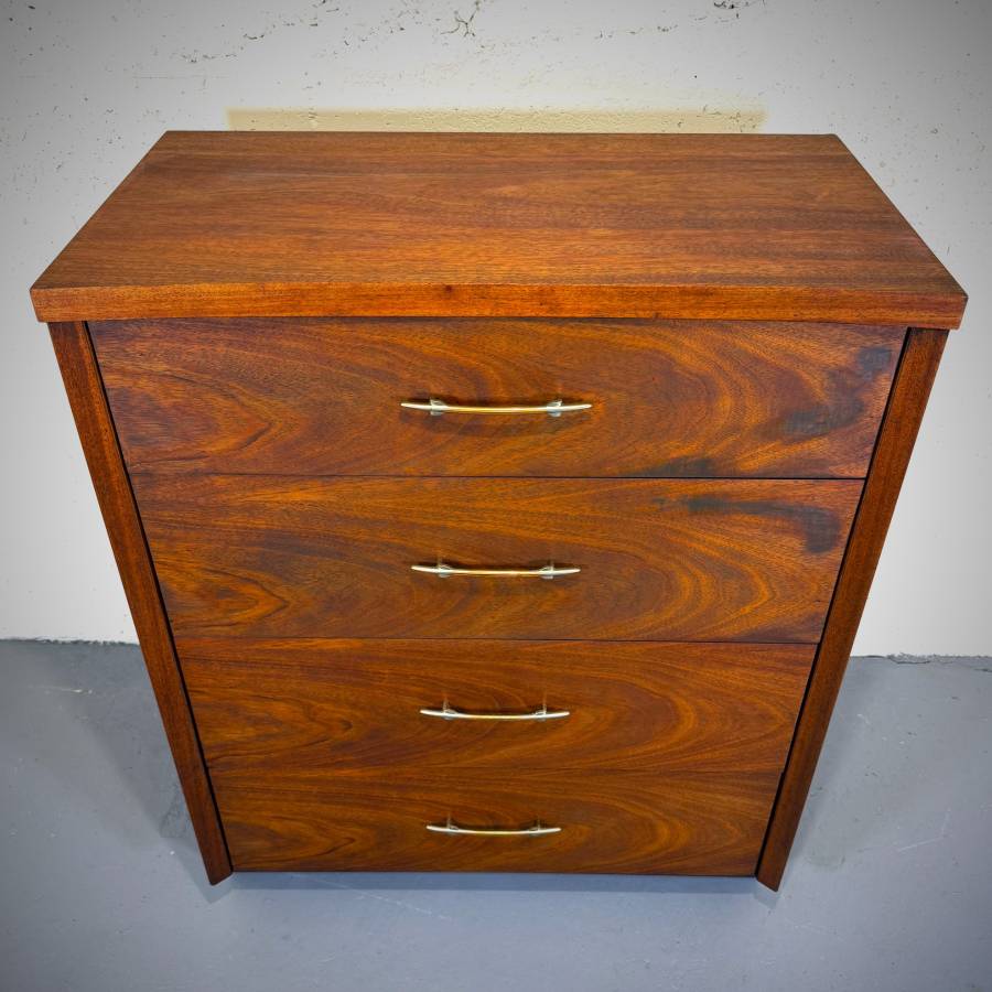 Mid century modern walnut tallboy dresser by Pepplers furniture — photograph 4 of 6