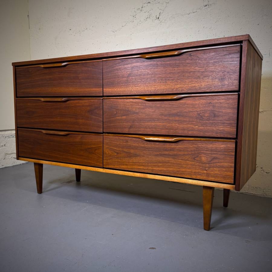 Vic art mid century modern walnut 6 drawer dresser — photograph 3 of 6
