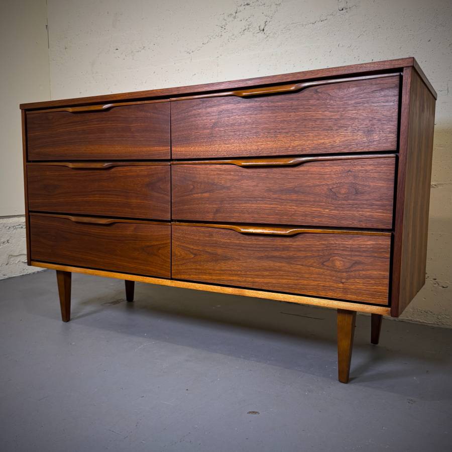 Vic art mid century modern walnut 6 drawer dresser — photograph 3 of 6