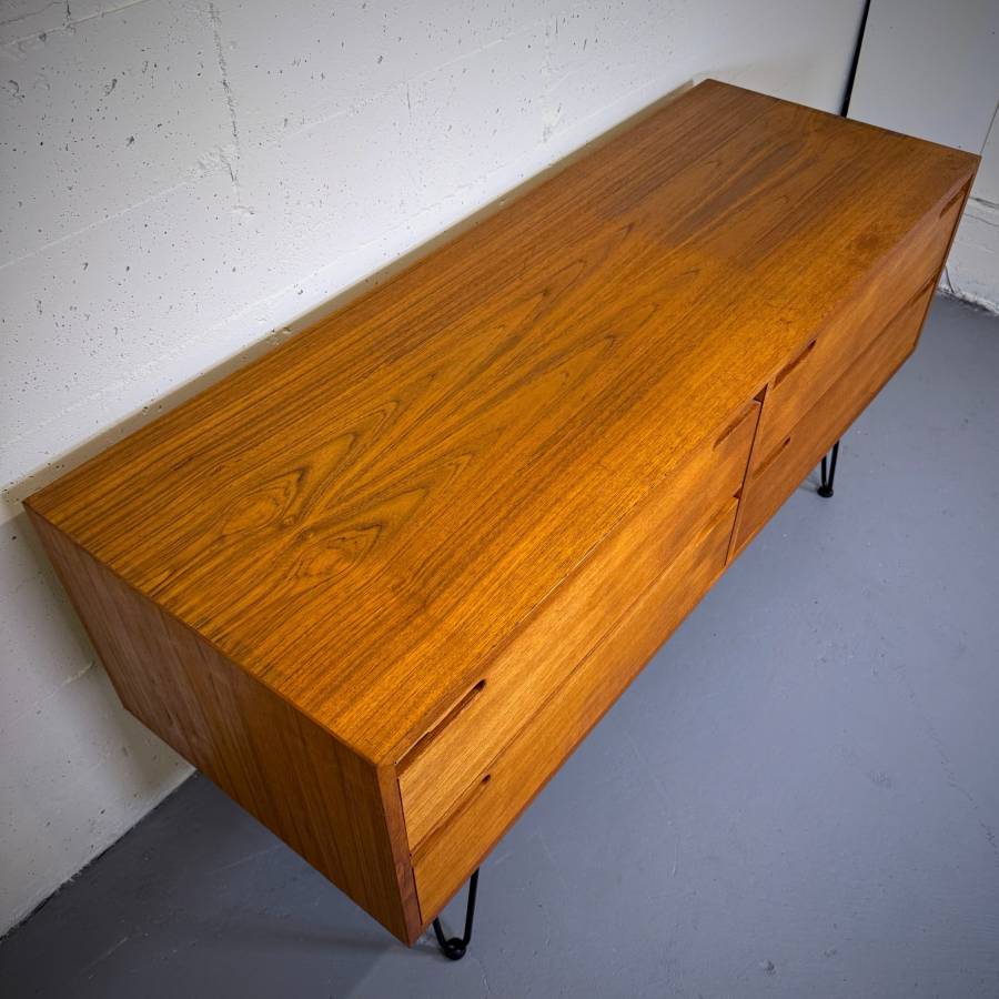 Mid century modern teak four drawer media stand credenza dresser — photograph 6 of 6